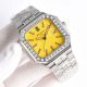 replica super clone Patek Philippe Cubitus 5821 iced out diamond lemon yellow dial watch (16)_th.jpg